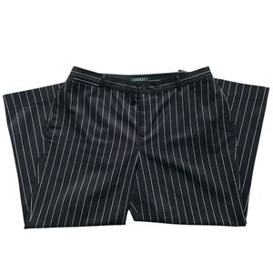 Ralph Lauren Navy Blue and White Striped wide leg high waisted Trousers Sz: 16 W